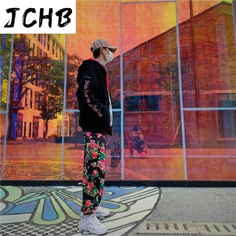 

2021 Chinese Style Peony Print Floral Pants Women Harajuku Hiphop Celebrity Pants Hot New Trend Same Show Style Trousers Unis