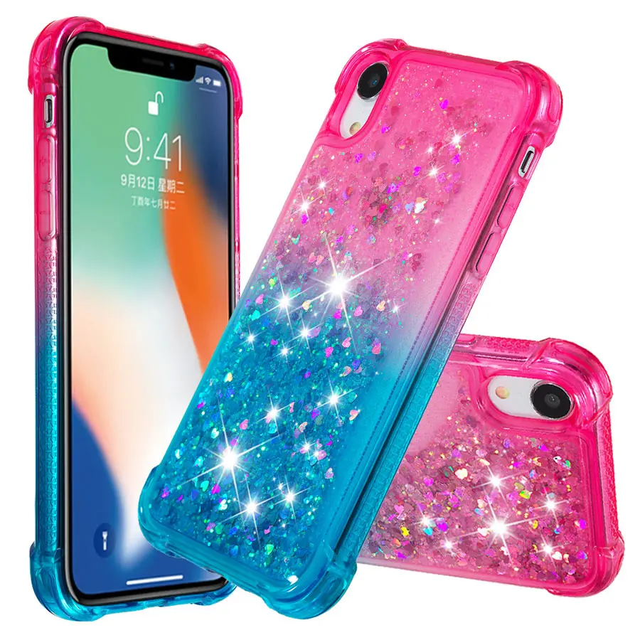 Блестящий чехол для iphone X XR XS MAX девочек и женщин милый защитный из ТПУ 6 6s 7 8 Plus