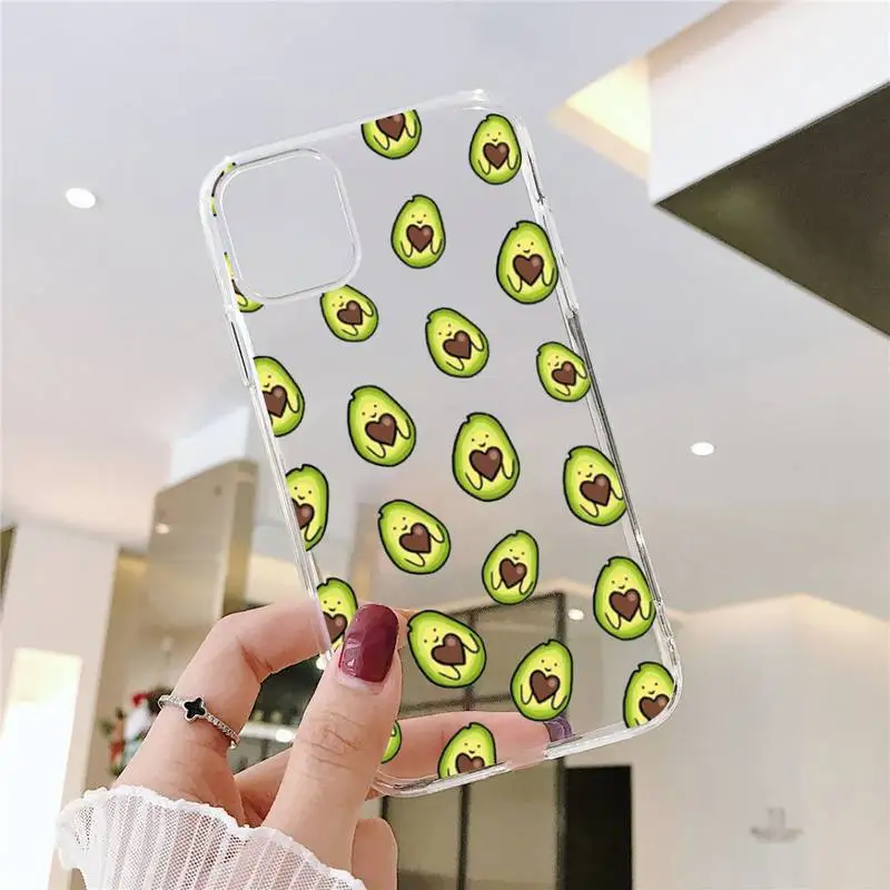 

cute cartoon Avocado funny Phone Case Transparent for iPhone 6 7 8 11 12 s mini pro X XS XR MAX Plus SE cover funda