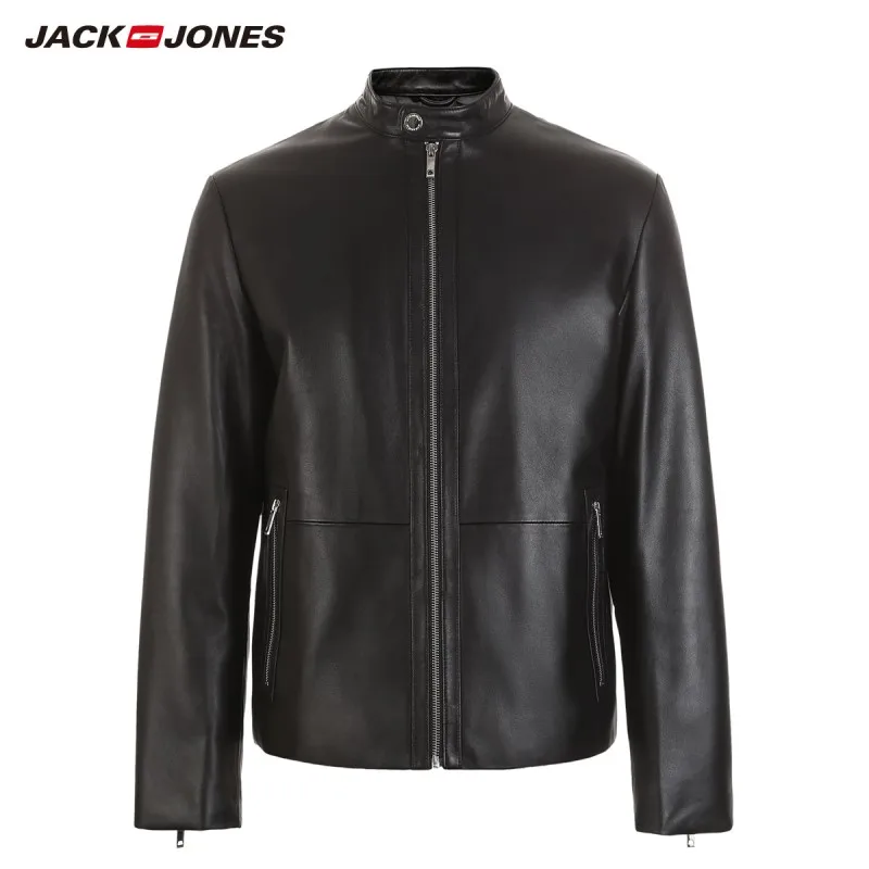 JackJones зимняя мужская повседневная овечья кожаная куртка 218428504|Мужские кожаные