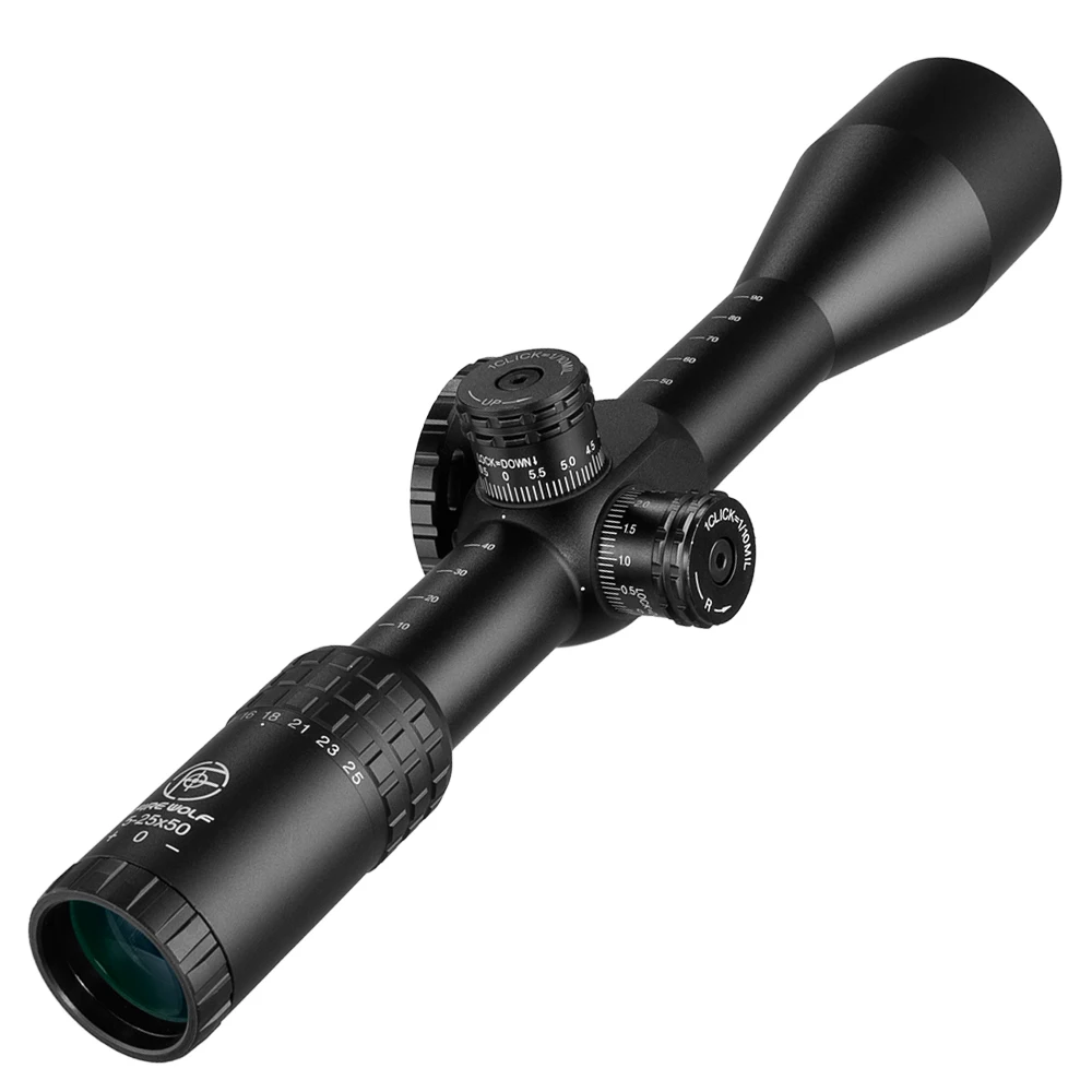 Тактический Большой маховик Fire Wolf 5 25X50 FFP оптический прицел для винтовки красный
