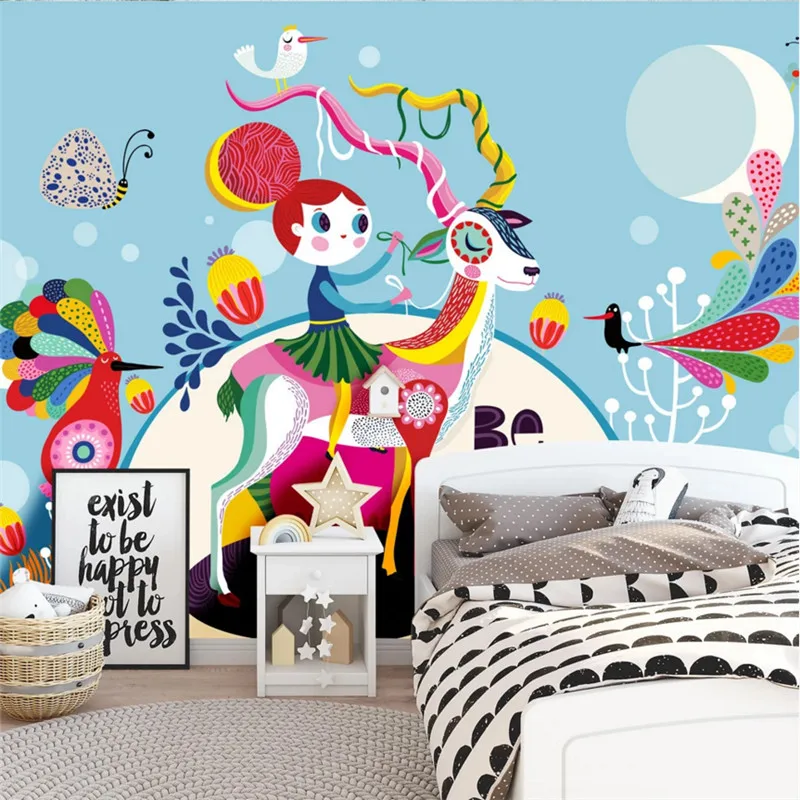 Скандинавский маленький свежий олень мечты птицы фон для детской комнаты обои 3D