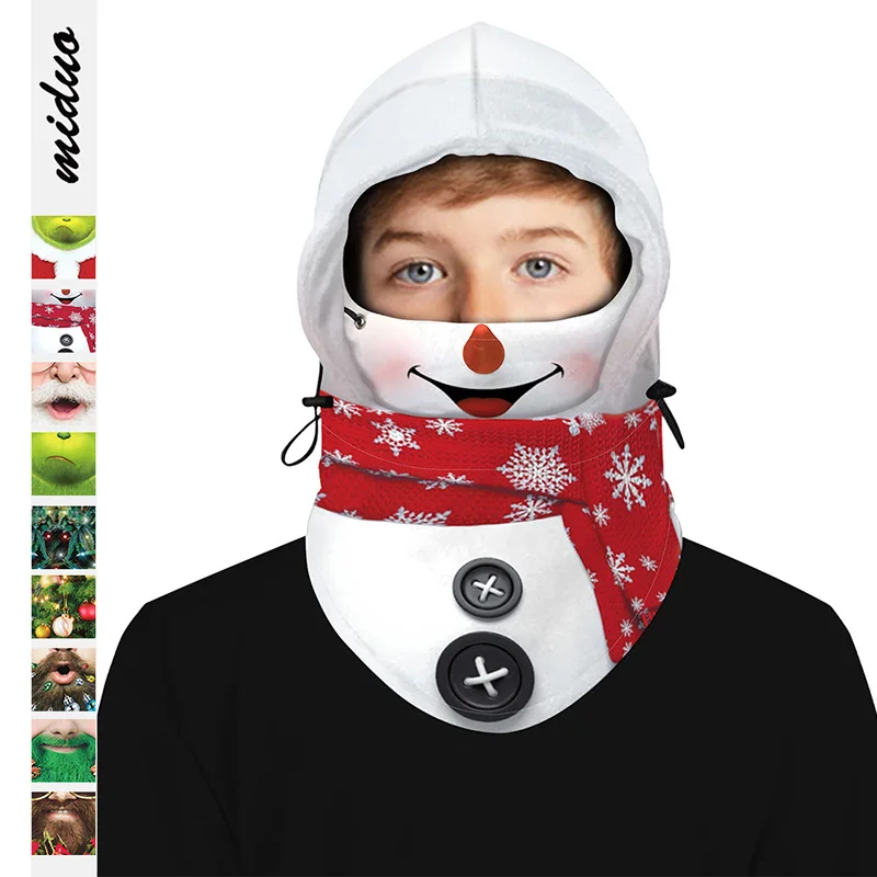 

NEW Christmas 3D Hooded Headgear Mask Sports Safety Full Face Mask Outdoor Warm for Kids