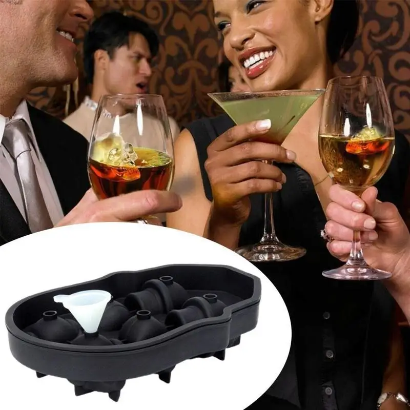 

1Pc 3D Skull Silicone Ice Cube Tray Mold 6-Cavity Bar Mould Ice Whiskey Diy Ice Tray Wine Tool Cube Cocktail Diy Silcone Ma H4T3