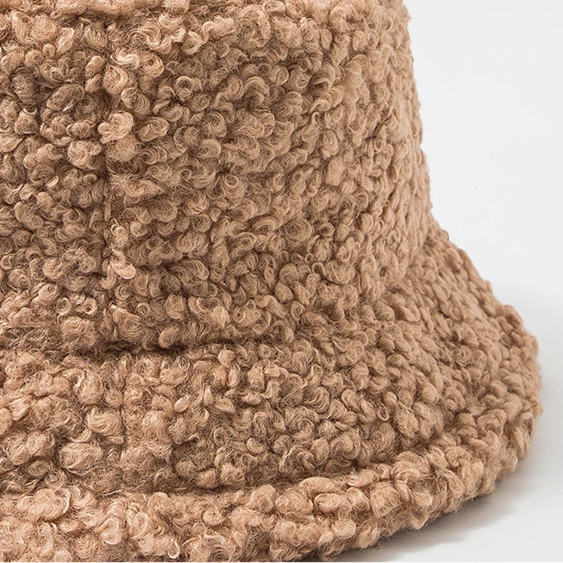 

Foldable Bucket Hat Women Lamb wool Outdoor Warm Winter Cotton Fishing Hunting Cap Men Basin Chapeau Sun Prevent Hats
