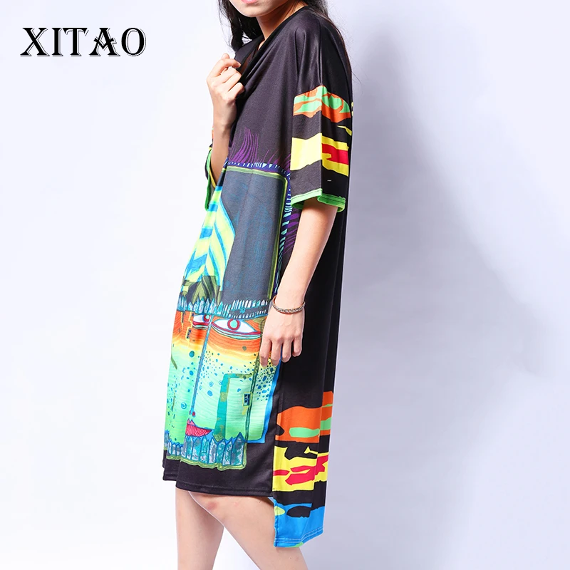 [XITAO] Лето Европа мода уличная ветер женский свободный короткий рукав печати o