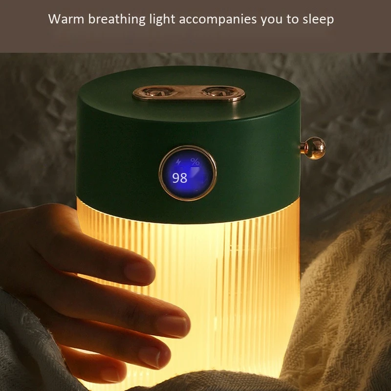 

2PCS Humidifiers with Warm Light 650ML Crystal Double Nozzle Humidifier 4000MAh Large Capacity Sprayer for Home Office