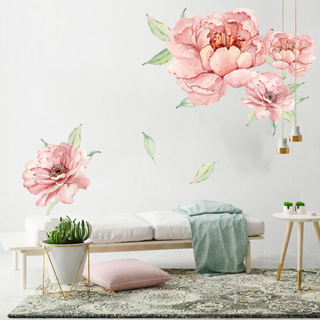 Пиона роза цветы наклейки на стену детская комната Домашний Декор подарок 2019