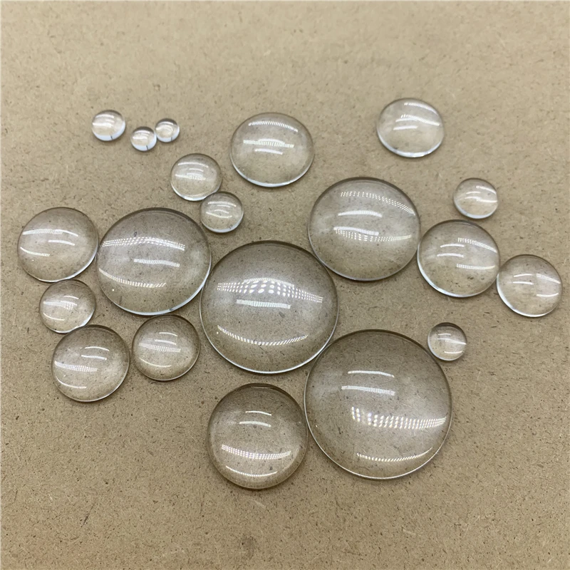10 шт. круглые прозрачные стеклянные кабошоны с плоской задней поверхностью