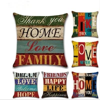 vintage retro sofa square pillowcase motto print printed ins home car seat throw pillow case cotton linen cushion cover
