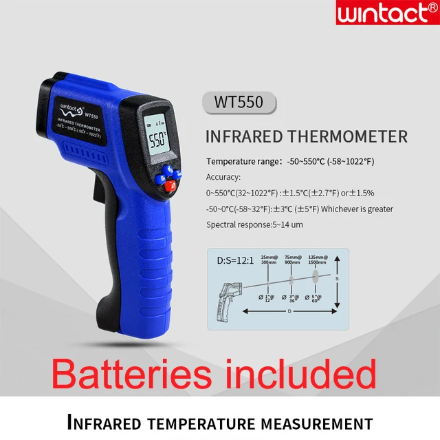 WT550-BLUE-RU Инфракрасный термометр, Benetech Бесконтактный Ручной цифровой термометр пирометр лазерный цветной дисплей ИК термометр-50~ 400℃ - Цвет: WT550-BLUE-RU