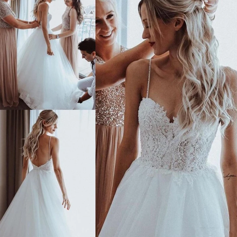 Женское свадебное платье в стиле бохо простое пляжное кружевное невесты белого и