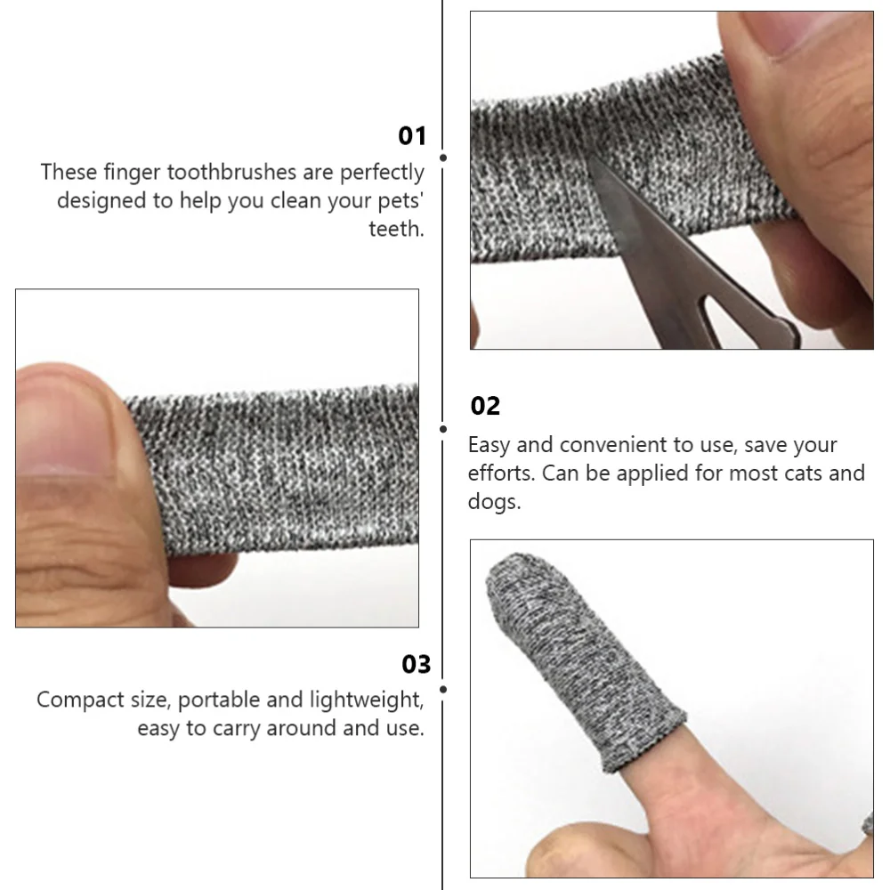 

6Pcs Simple Deisgn Pet Toothbrushes Hygiene Brushes for Cat Dog (Grey)