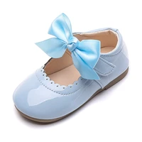 newborn flower children toddler baby patent leather shoes girls white blue princess party wedding dress shoes for first walkers