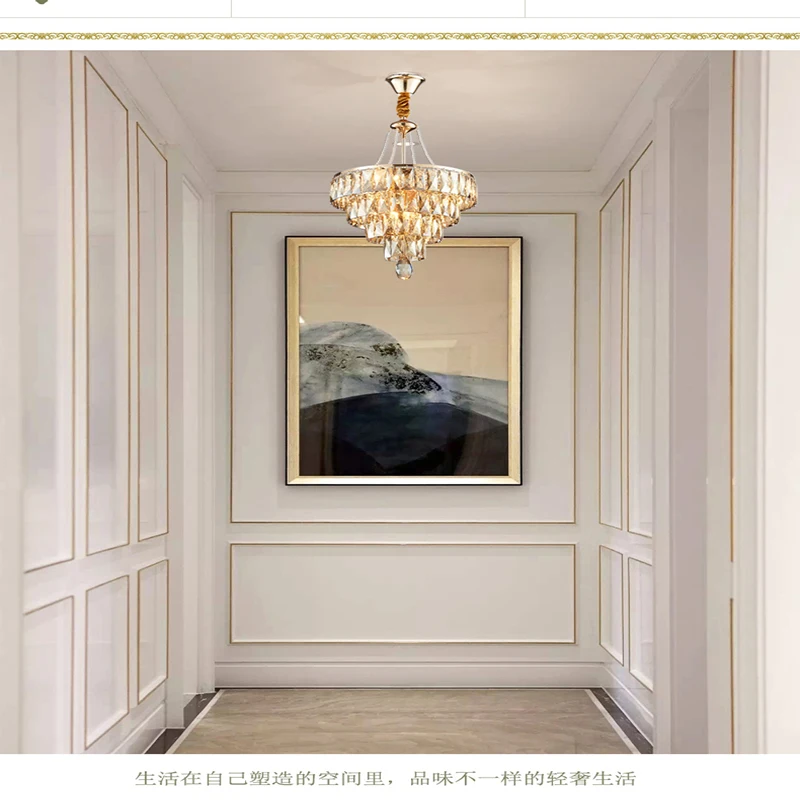 

All-copper porch pendant lights post-modern minimalist atmosphere light luxury entrance hall circular art aisle pendant lights