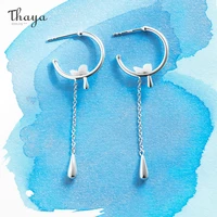 thaya 925 silver women earring peachblossom cute stud earring dangle chain party exquisite pendientes fine jewelry gift