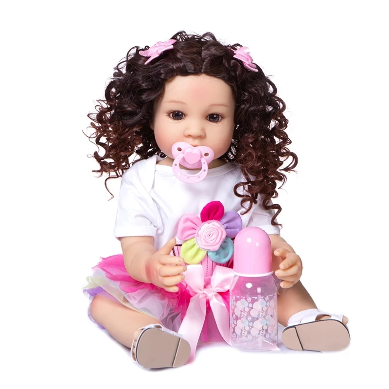 Кукла реборн NPK 55 см кукла-младенец кукла новорожденная с кудрявыми волосами