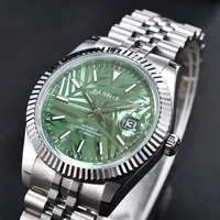 parnis green personality dial mens watches calendar sapphire crystal miyota 8215 automatic mechanical men watch 2021 top brand