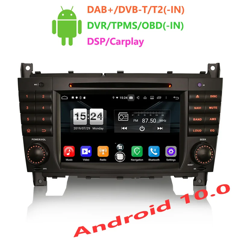 Erisin ES8718C 7 &quotAndroid 10 0 Восьмиядерный 4 Гб RAM автомобильный dvd плеер DSP Carplay для Mercedes