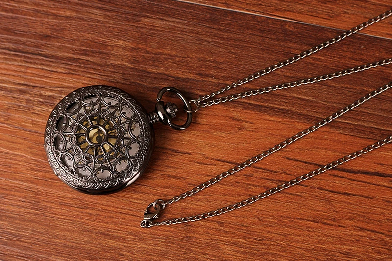 Top Quality Alloy Women Pocket Watch Hollow Design Antique Bronze with Long Chain Quartz Ladies Pendant Relogio Masculino | Наручные часы