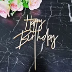 Деревянная акриловая Топпер для торта С Днем Рождения зеркало Роза цвета: золотистый, серебристый золотистый и черный белый Топпер для торта С Днем Рождения вечерние поставки