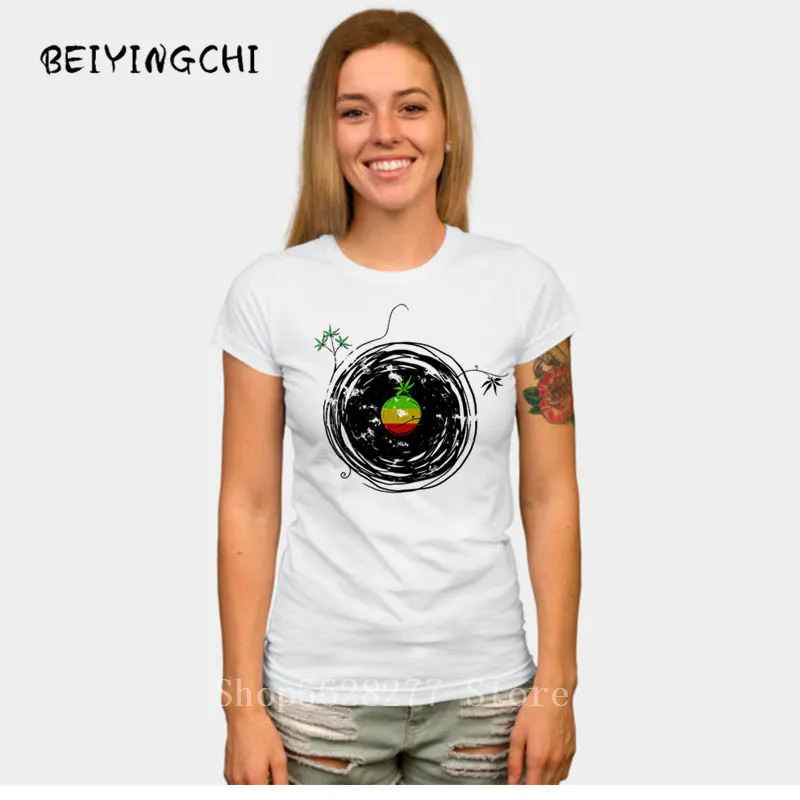 2018 летняя футболка мужские топы спиннинг с виниловой пластиной-Ретро музыка DJ