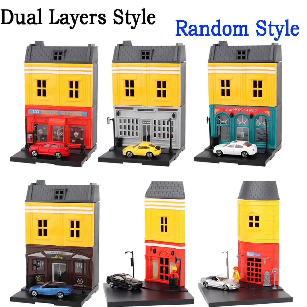 Детский сделай сам мини город улица вид на сцену однослойный/двухслойный дом