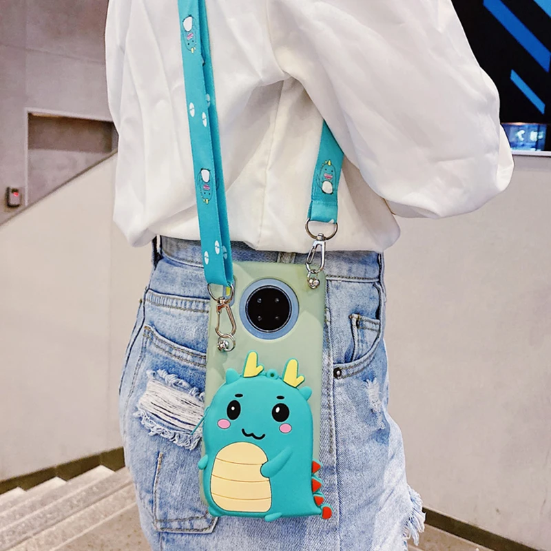 Мультяшный 3D силиконовый чехол-кошелек с динозавром для Huawei Y6S Y6P Y6 Pro 2017 II Y5 Prime 2019