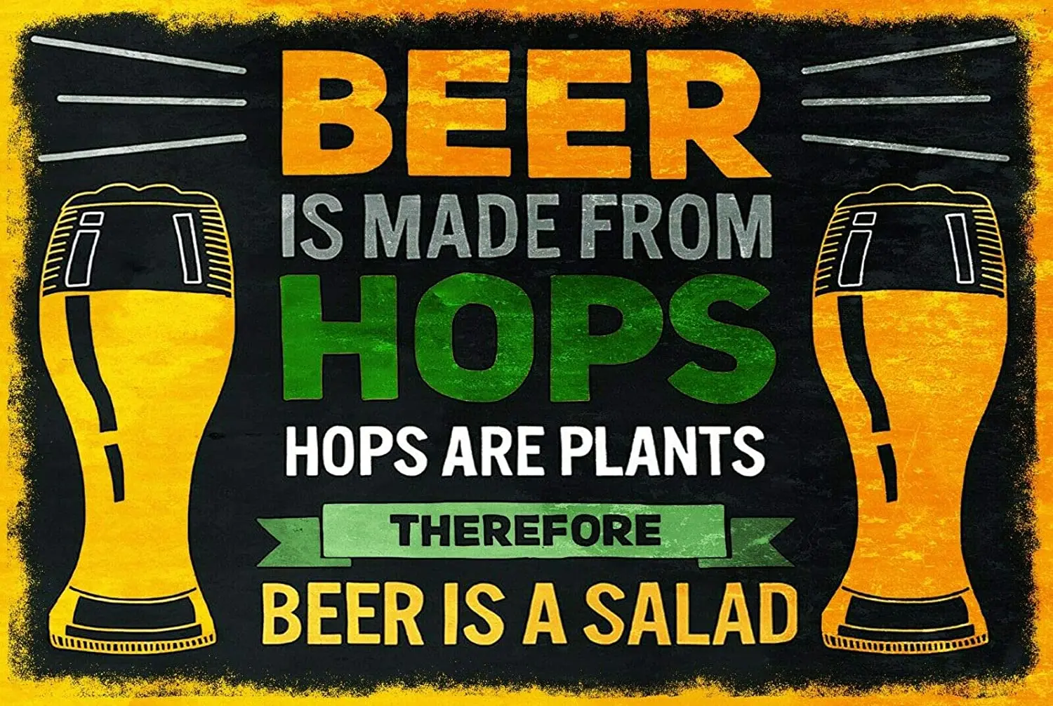 

Beer and Salad 12x8 Inch Vintage Retro Decor Metal Tin Sign
