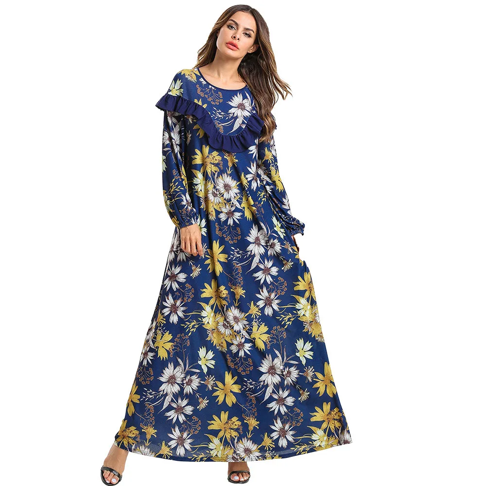 Vetement Femme 2019 Abaya турецкое платье с оборками мусульманские халаты свободная длинная