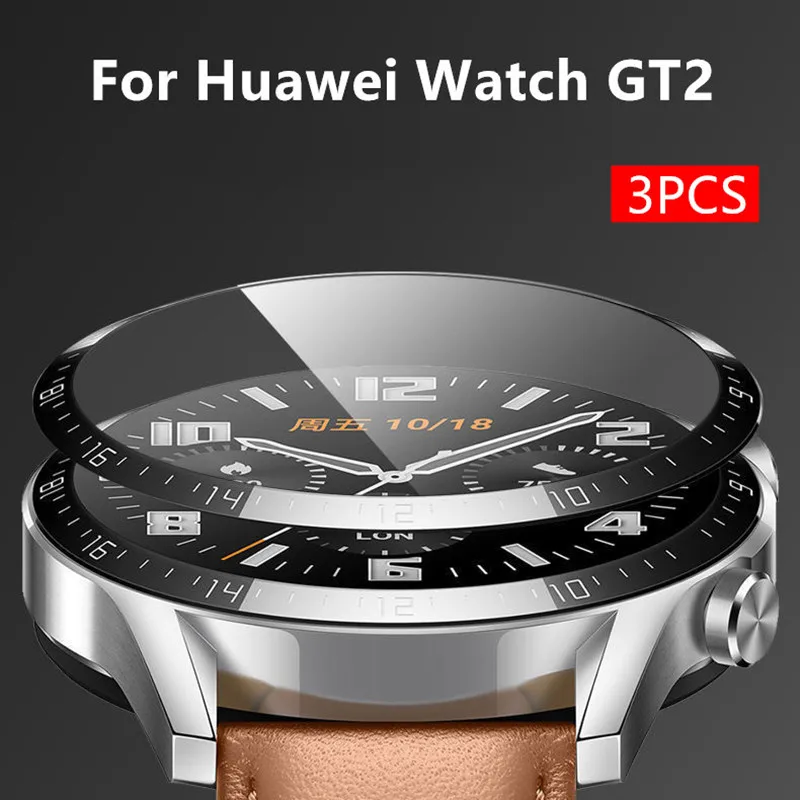 

3pcs Protective Film For Huawei Watch GT 2 GT2 46mm 42mm Curved Soft Fibre Smartwatch Full Screen Protector Accessorie Not Glass