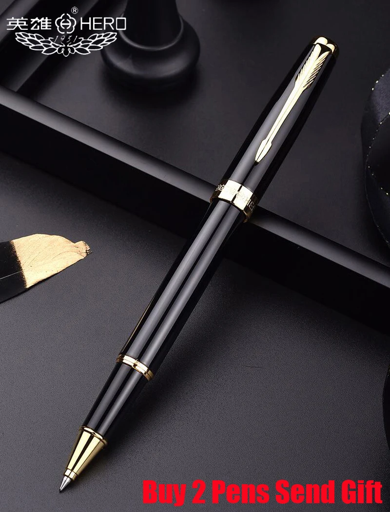 Roller Pen No Box Роскошный герой бизнес металлический перьевая ручка приятный сенсорный чувство красного дерева школьника письменная ручка купить 2 ручки 3 - Цвет: Roller Pen No Box
