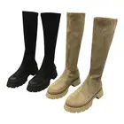 Женские ботинки челси на платформе, короткие ботинки в британском стиле, сезон осень-зима, 2021