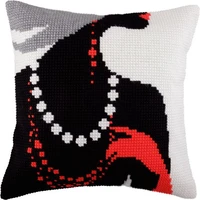 latch hook cushion yarn for cushion cover black girl pillow case home decorative sofa cushion printed canvas pillow