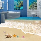 Фотообои на заказ, 3D корпус для песочного пляжа, морская звезда, гостиная, напольная наклейка для ванной, водонепроницаемые самоклеящиеся обои