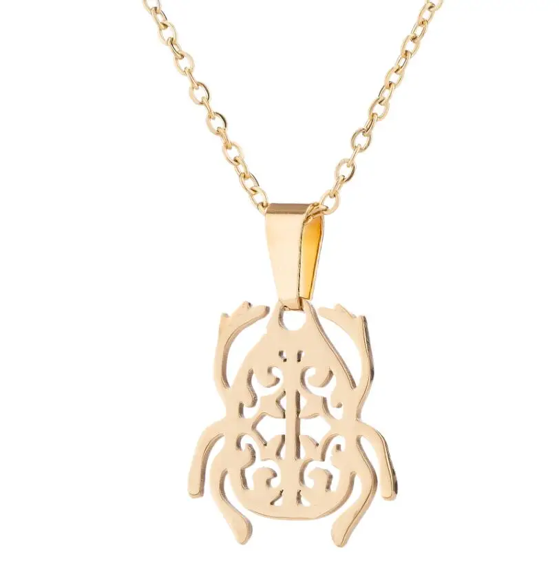 Oly2u Collier Femme 2019 Панк Золото Нержавеющая сталь насекомое Жук ожерелья Симпатичные