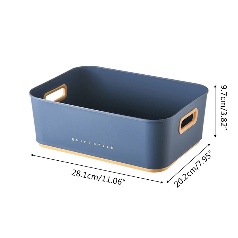 

Nordic Style Plastic Storage Basket with Handles Contrast Color Letters Print Desktop Organizer Box Shelf Case for Kitchen Bathr