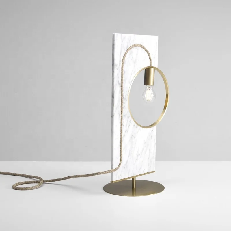 Простой Мраморный сбалансированный круглый железный каркас настольная