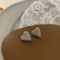 2022 new design luxury crystal heart stud earrings fashion pearl love earrings for woman romantic wedding jewelry accessories