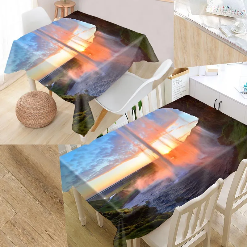 

Custom Natural Beauty View Table Cloth Oxford Fabric Rectangular Waterproof Oilproof Table Cover Family Party Tablecloth