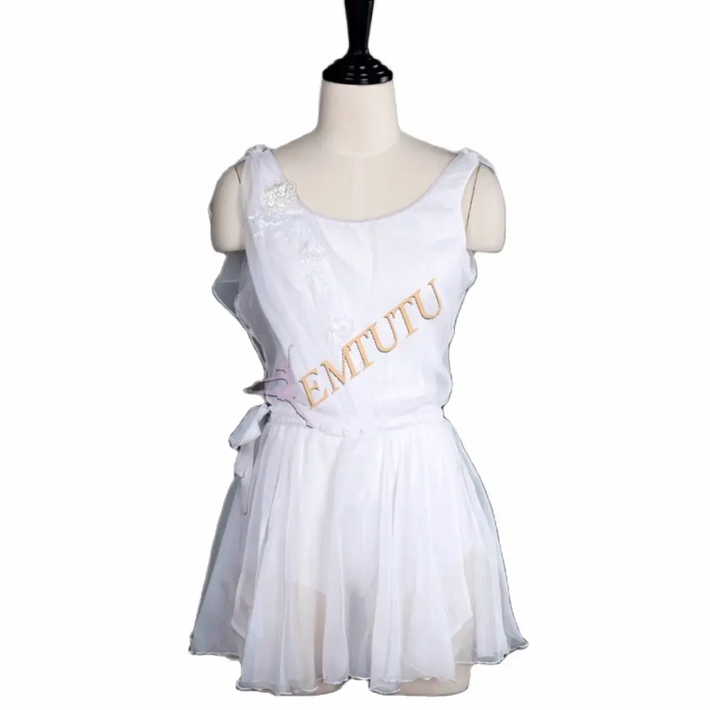 Балетное платье Купидон Профессиональный Балетный костюм белый шифоновый