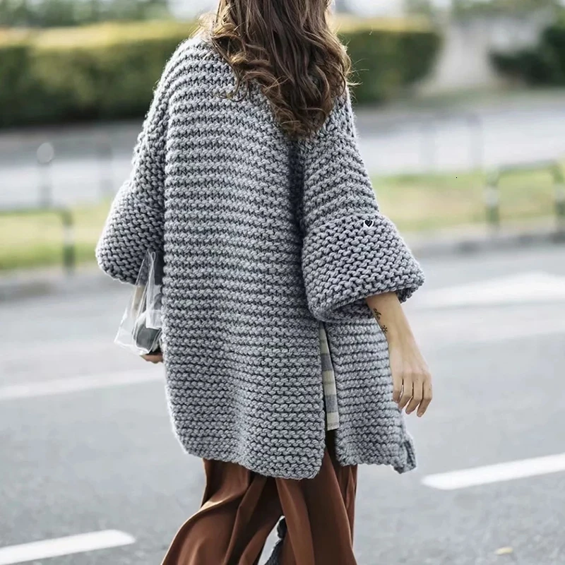 TWOTWINSTYLE White Knitted Korean Tassel Sweater For Women V Neck Lantern Long Sleeve Loose Cardigans Female 2020 Autumn Fashion |