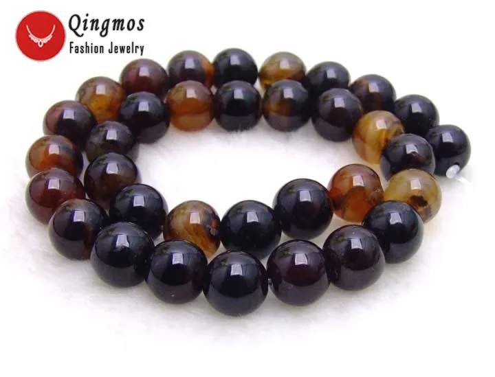 

Qingmos Trendy 12mm Round Multicolor Dream Natural Agates Beads Strand 15" for Jewelry Making Beadwork DIY Necklace Bracelet 228