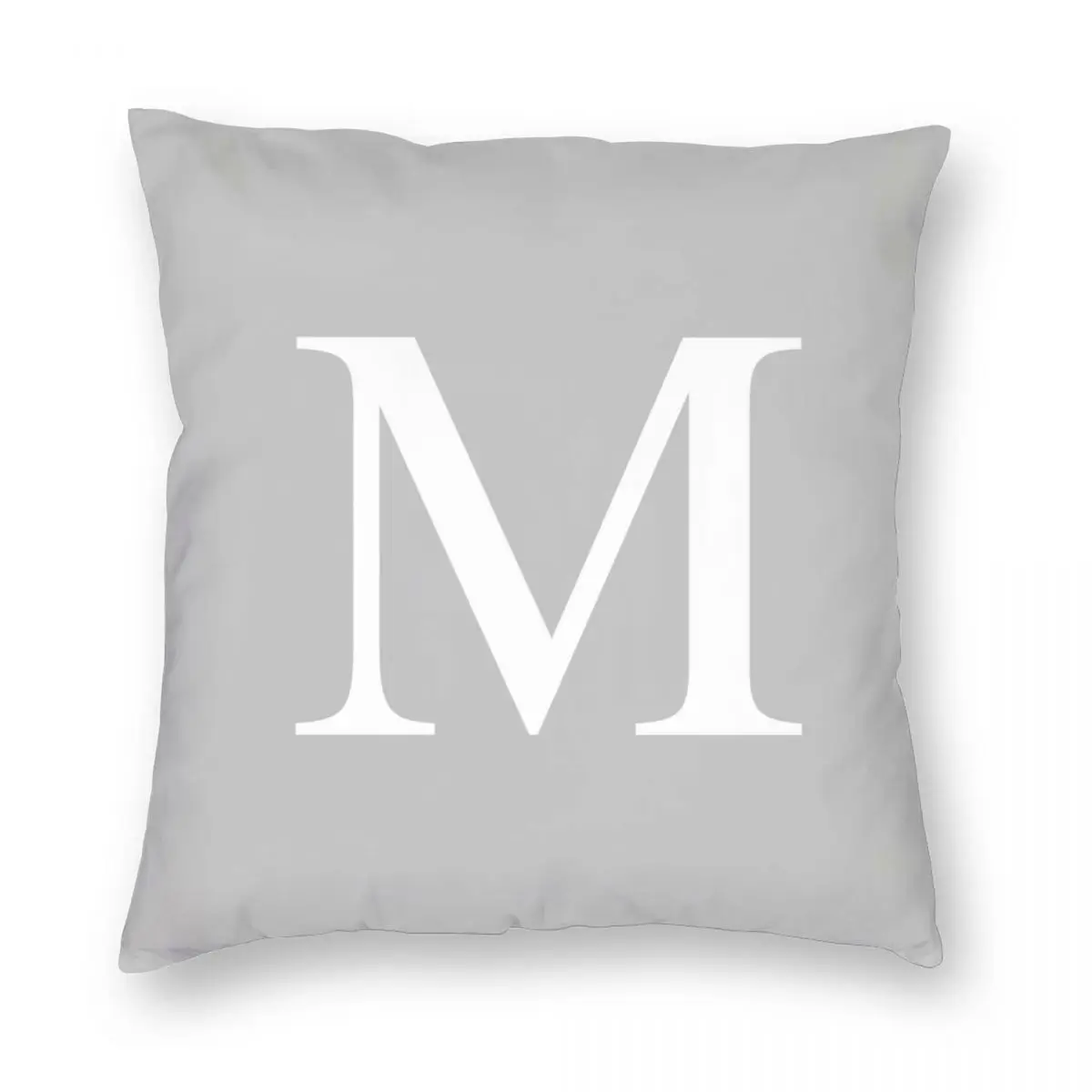 Серебристо-серый базовый квадратный чехол для подушки с монограммой