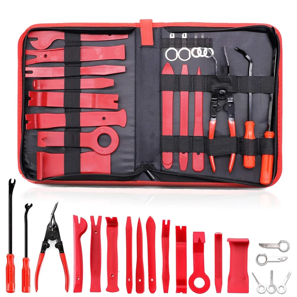 

19Pcs Trim Removal Tool Car Panel Door Audio Trim Removal Tool Kit Auto Clip Pliers Fastener Remover Repair Tool Set Interior