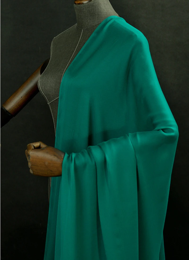 100 см * 110 темно-зеленая шелковая жоржетная ткань из креп-чистого натурального