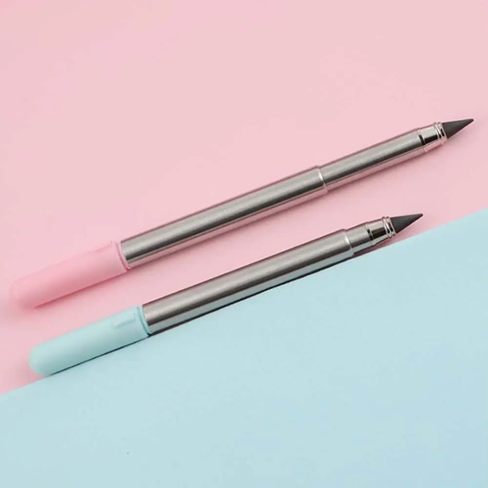 

School Stationery Kids Gift Lasting Inkless Pen Unlimited Writing Metal Signature Pen Retractable Eternal Pencil
