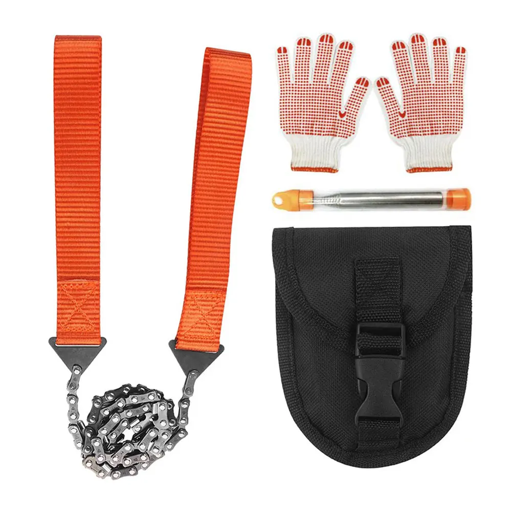 

Pocket Chainsaw Hand Rope Tree Pruning Saw With Fire Starter Gloves Camping Pocket Survival Tools Outdoor For Emergency Camping
