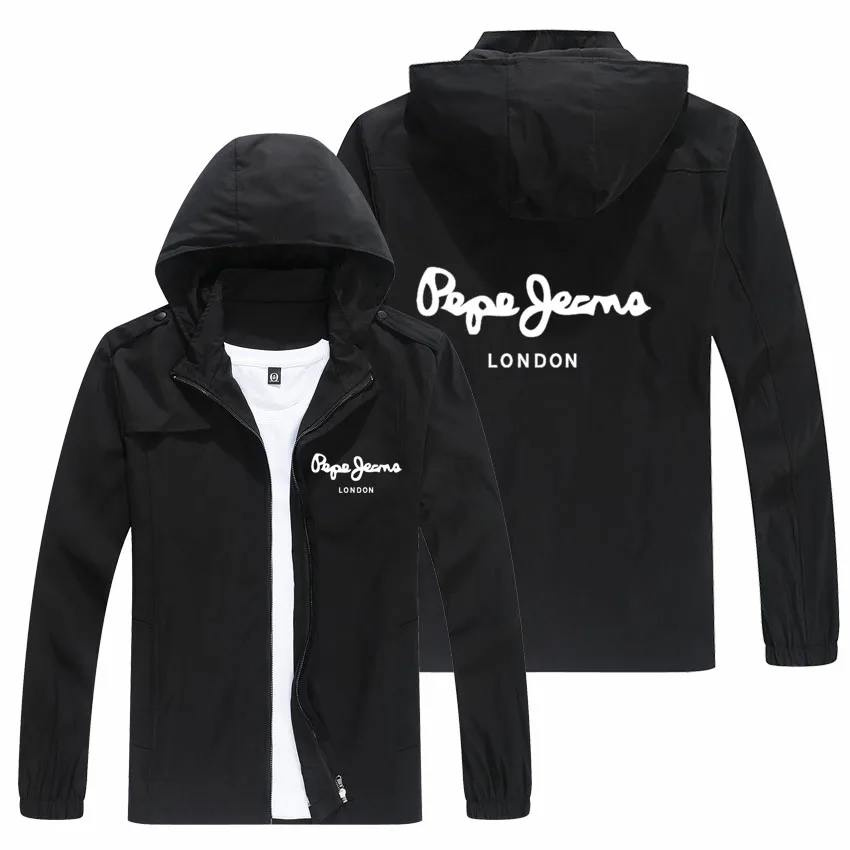 

2021 new best selling men's spring and autumn new hooded jacket men's casual windbreaker printed zipper vertical tie hooded jack