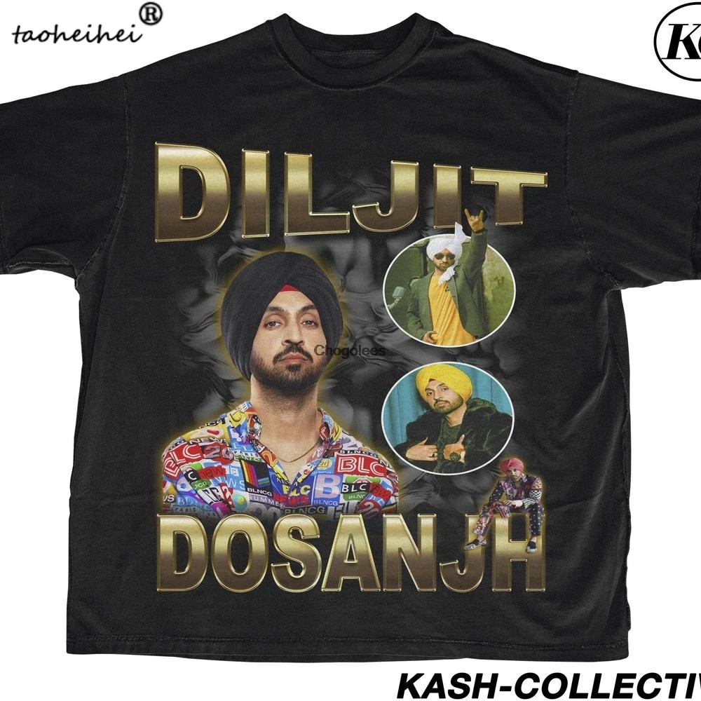 DILJIT DOSANJH Винтажная Футболка панджаби певец фильмы Desi одежда индийская рубашка (1) |